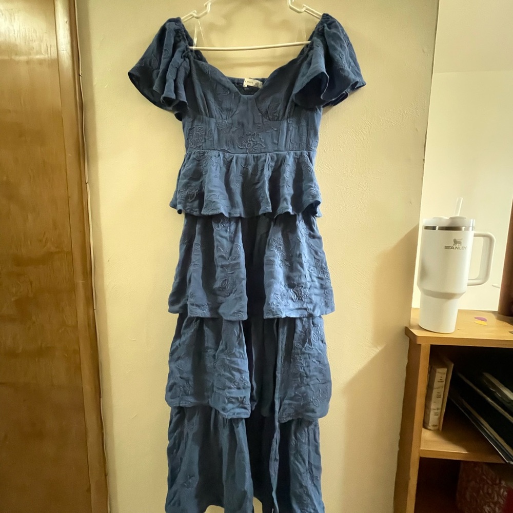 Elegant Blue Tiered Dress